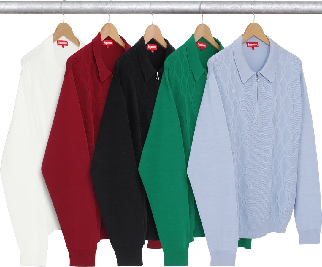 Cable Stripe Knit L/S Polo